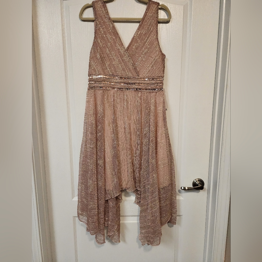 VENUS Pink A-Line Sundress with V-Neck for Cocktail